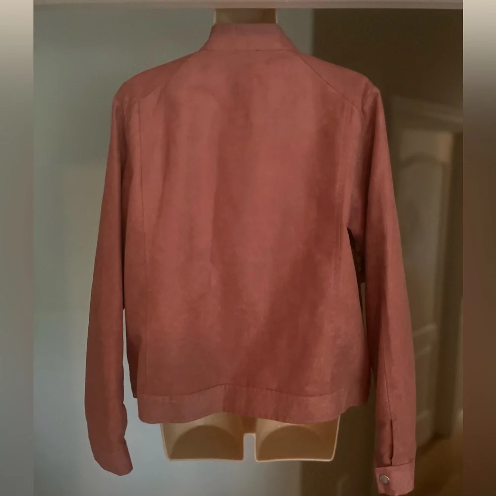 🛍️ 3 For $10🛍️ Apt 9 Women's Dusty Rose Pink Faux Suede Jacket, Size L - Picture 4 of 9